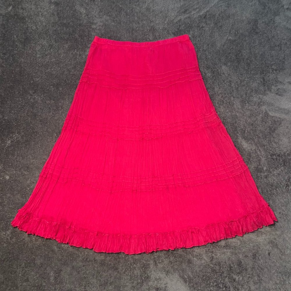 Chico's Hot Pink Tiered Maxi Skirt - Size 2 (L 12)